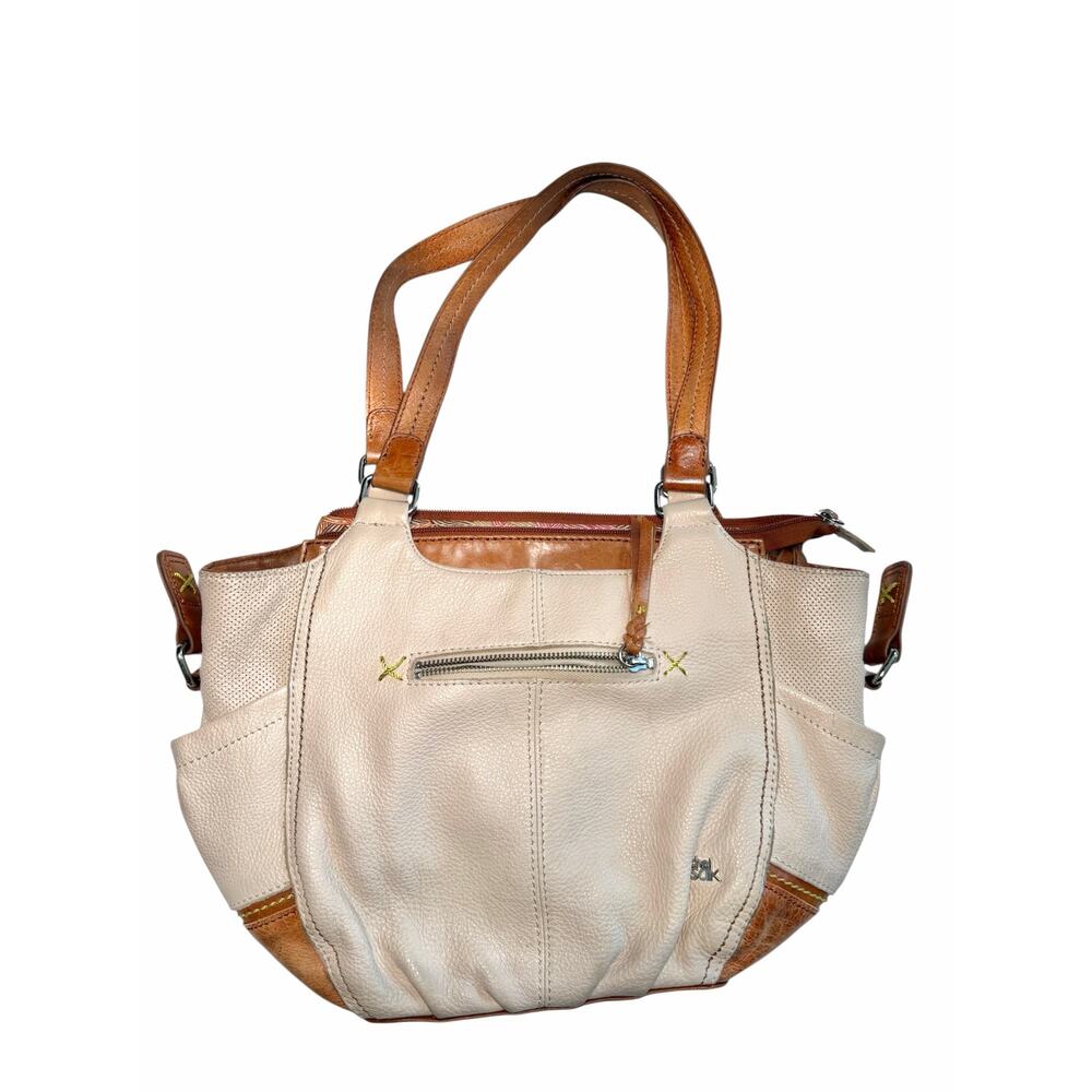 The Sak Kendra Satchel Shoulder Bag Purse Blonde Cream Cognac 16 by 11 Medium